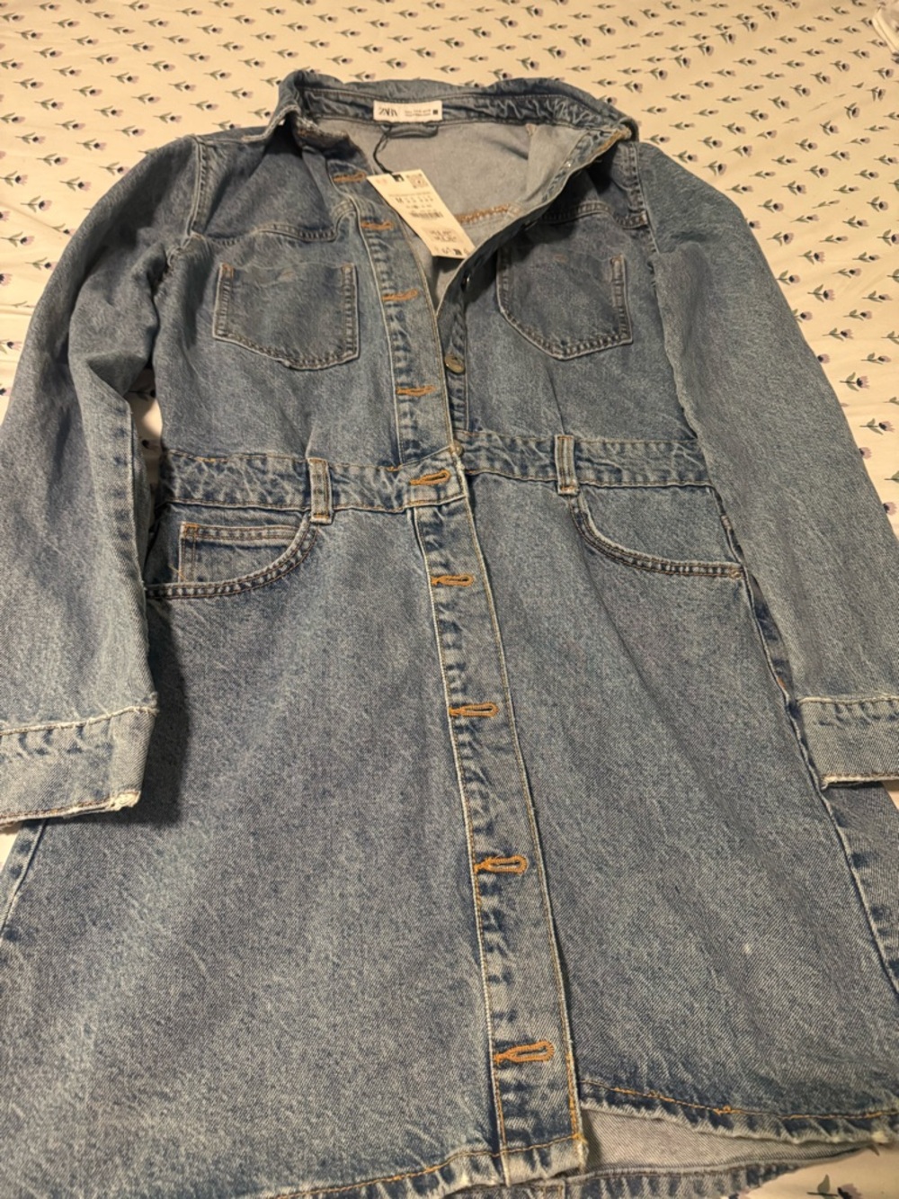 Zara Light Blue Denim Trench Coat